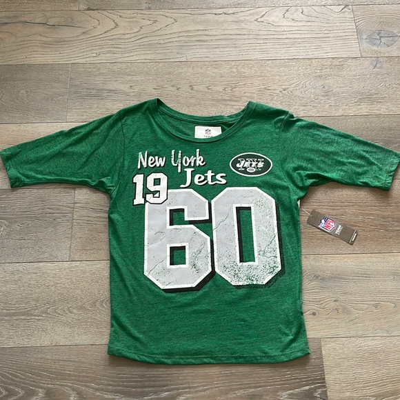 NY Jets NFL Vintage Graphic Apparel Oversized 3/4 Sleeve Distressed T- XS - Picture 2 of 7